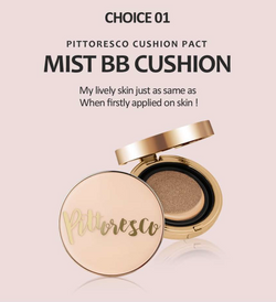 [Pittoresco]  Mist/cover makeup cushion - glass skin.